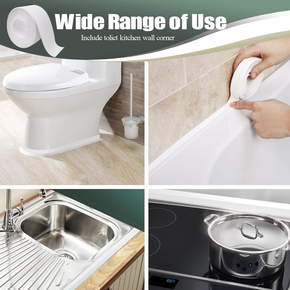 Caulk Tape - Waterproof Self-Adhesive Caulking Tape 1.5 x 10.5Ft for Toilet