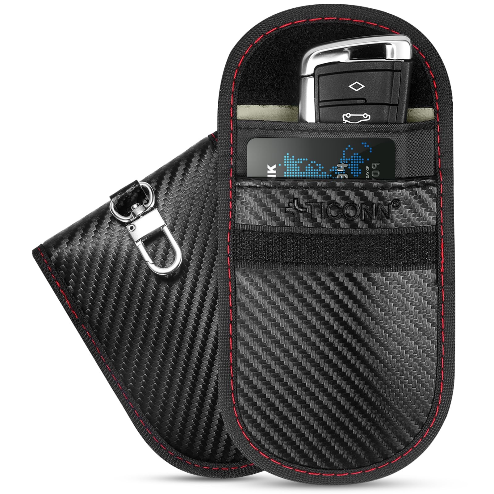 TICONN 2PK Faraday Bags for Car Keys Fob, 3.5''X5.0'' Medium, Black