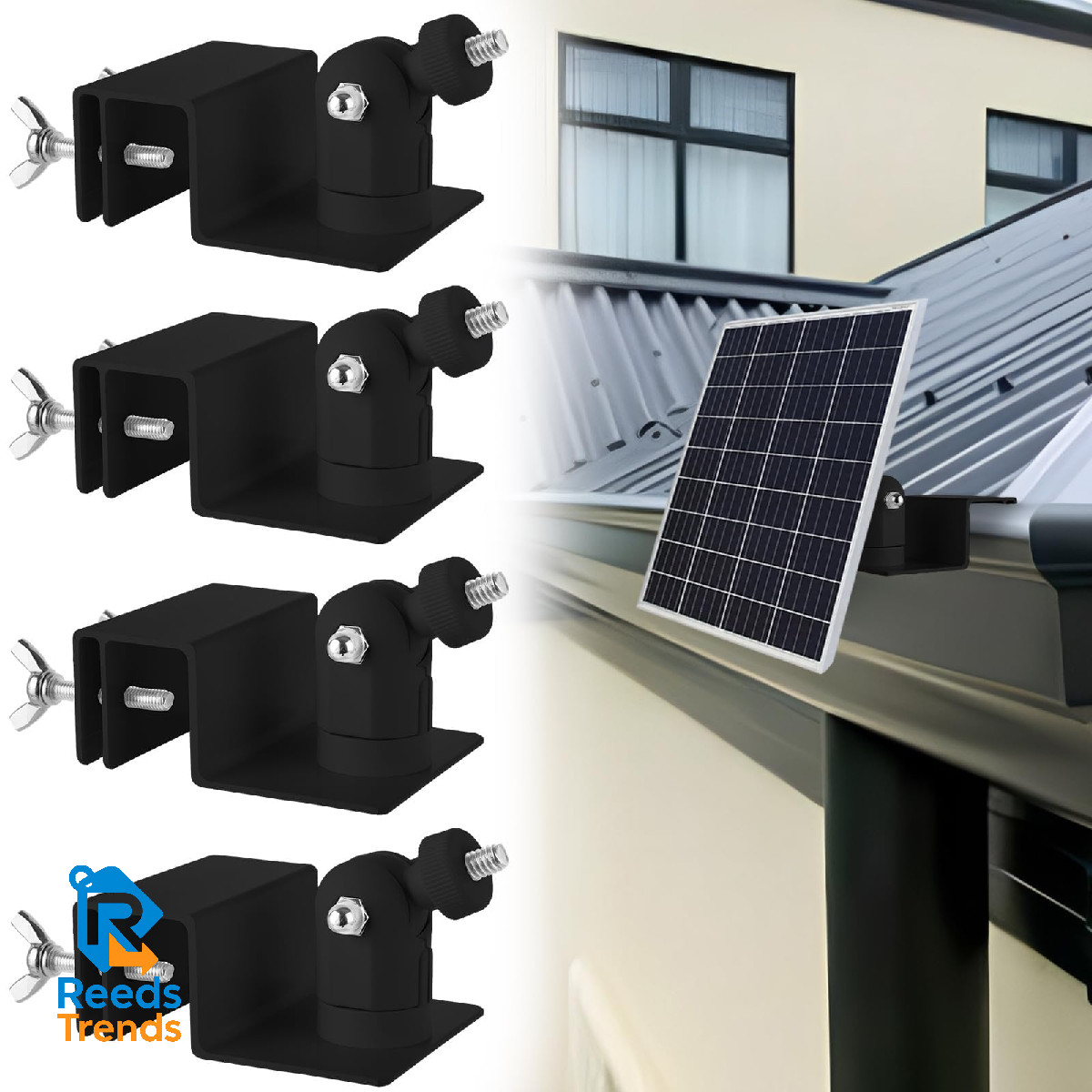 Oungy 4 Pack Solar Panel Gutter Mount For Ring Arlo Blink Solar Panels No-Drill