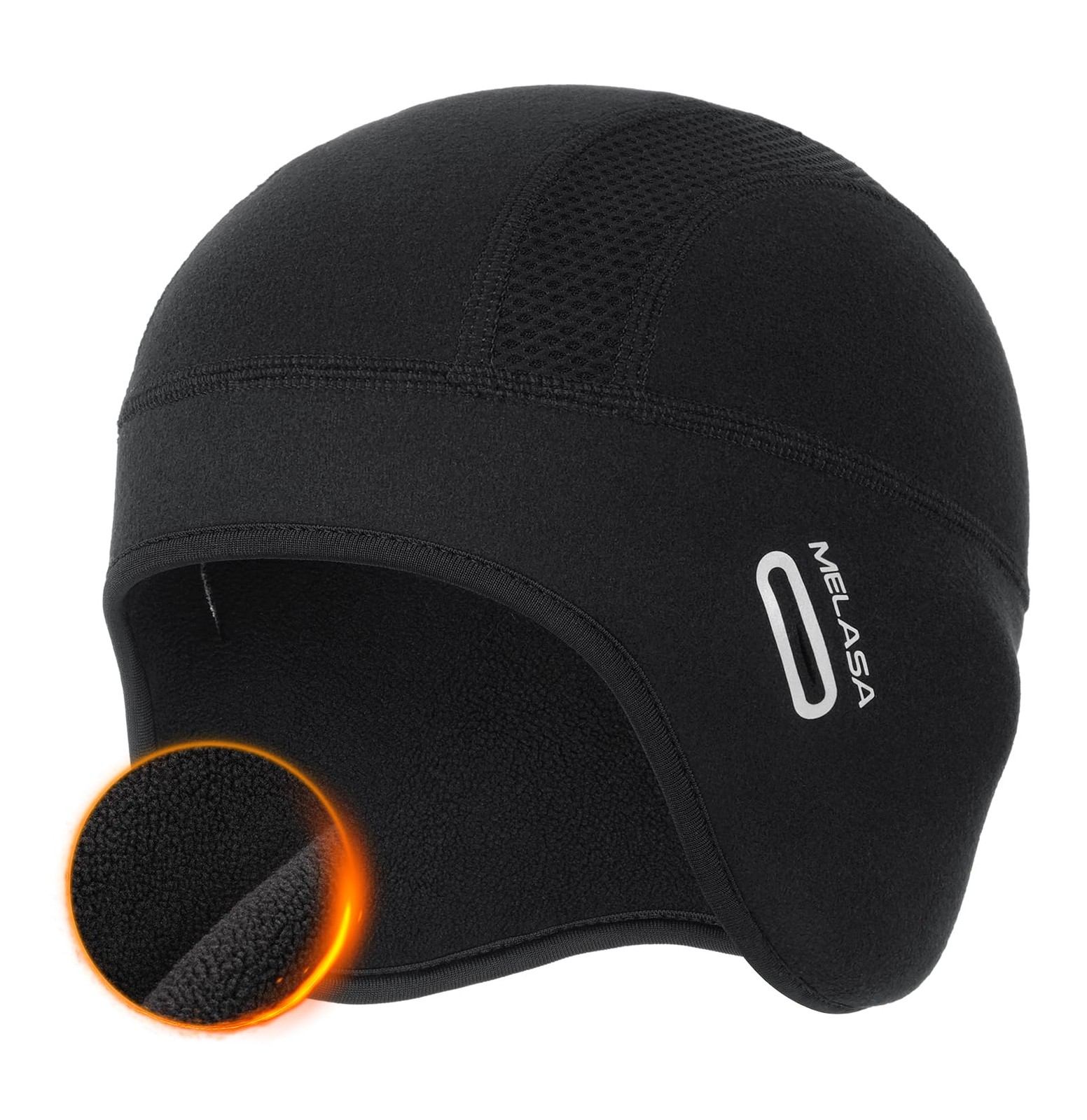 MELASA Thermal Fleece Skull Cap Beanie with Glasses Holes, One Size, Black