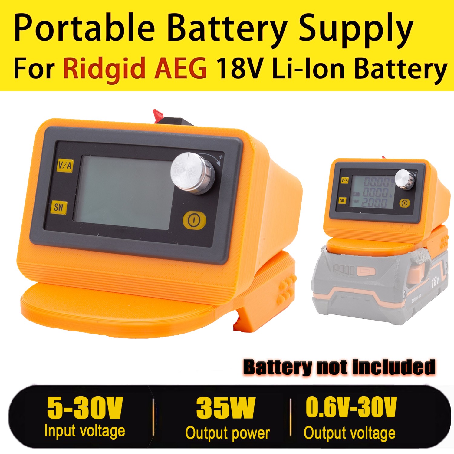 For Ridgid/AEG 18V Li-Ion Battery Outdoor Portable Adjustable DC Power Supply