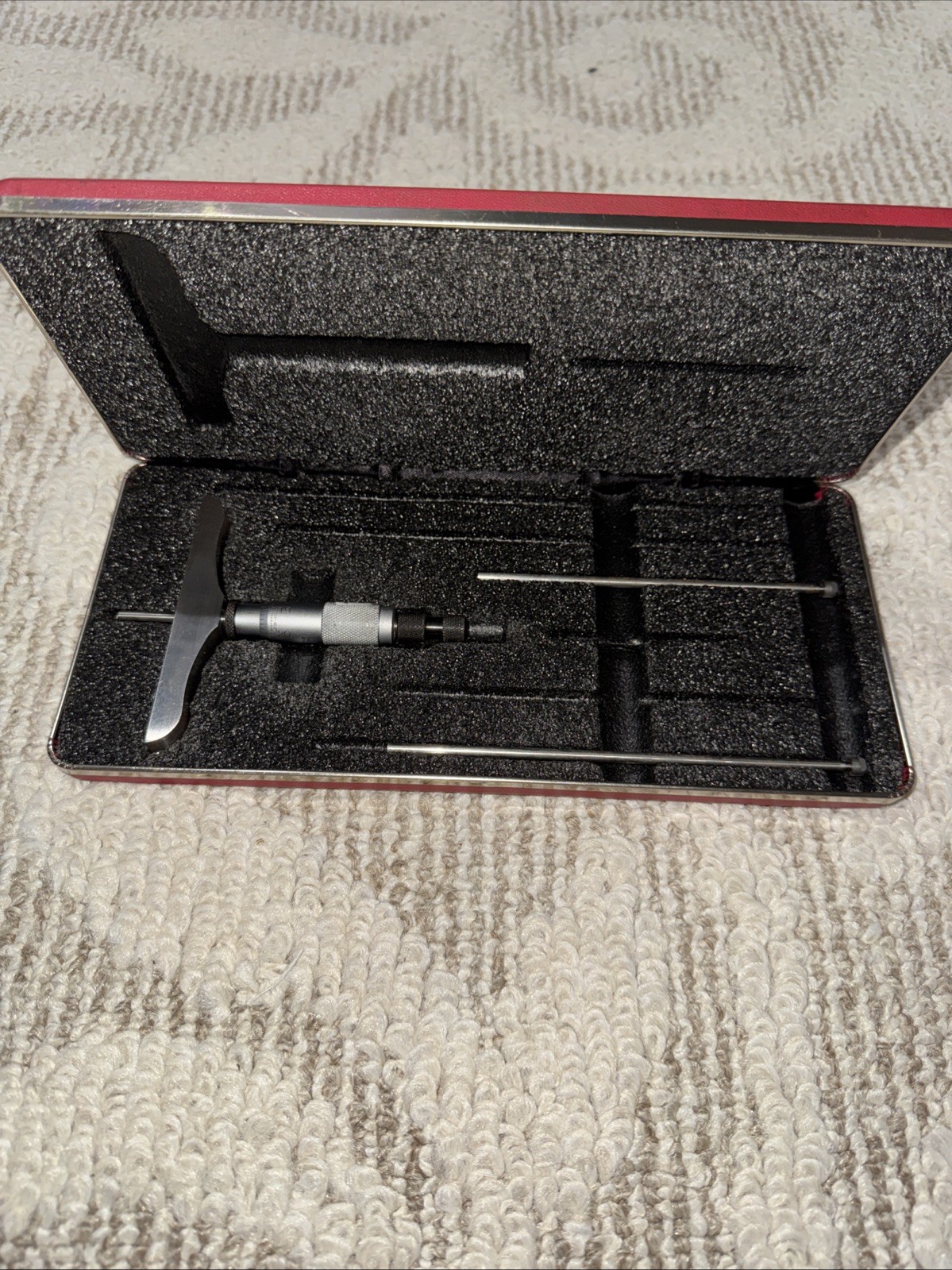 Starrett Model 449 Depth Micrometer 4 Inch Base Non-Rotating Stems