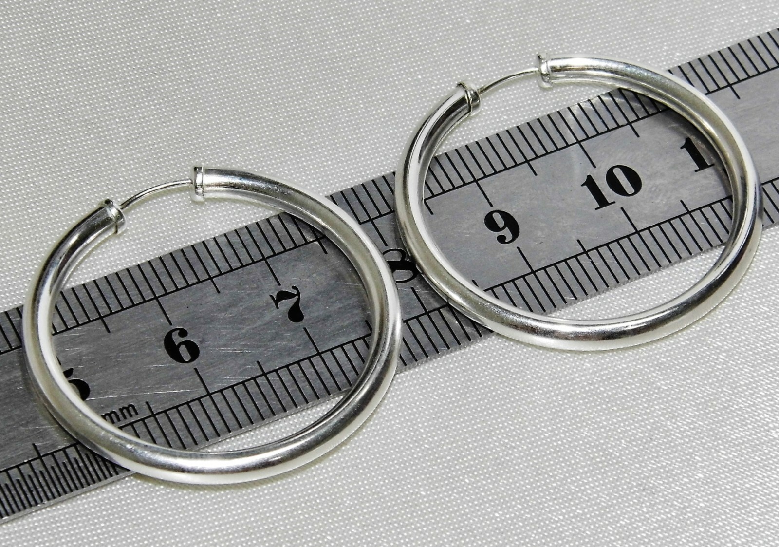 Sterling Silver 30mm Chunky Capped Sleeper Hoop Earrings - Solid 925 Silver