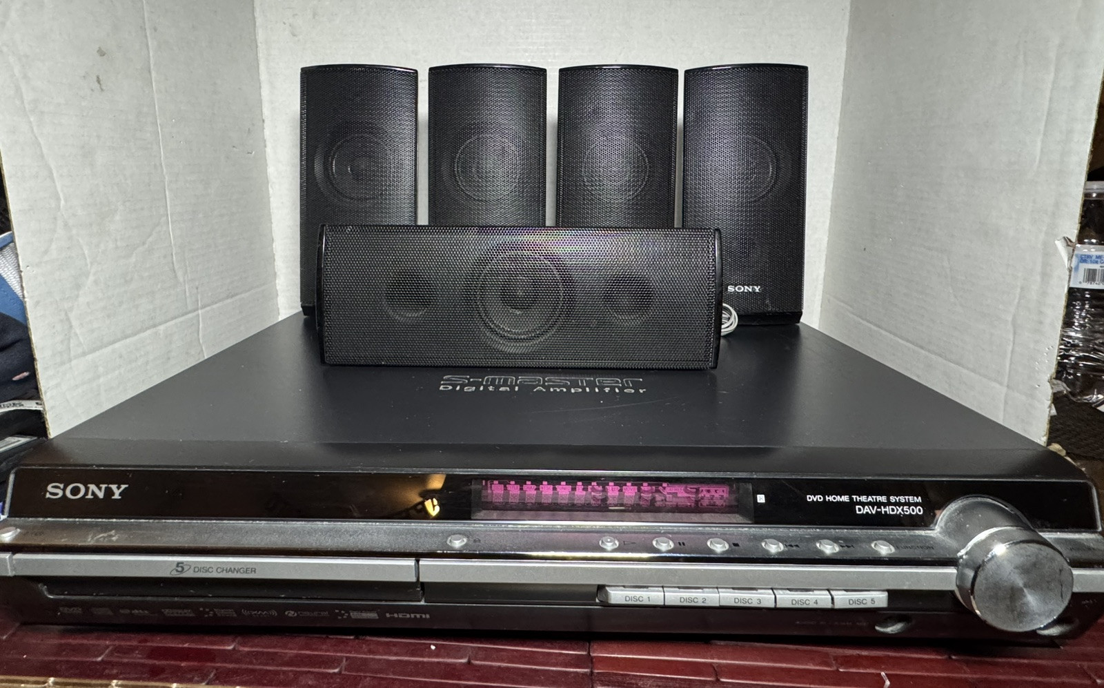 Sony DAV-HDX500 5 DiscHome Theatre System + 5 Speakers/ Wire + Sub - No Remote -