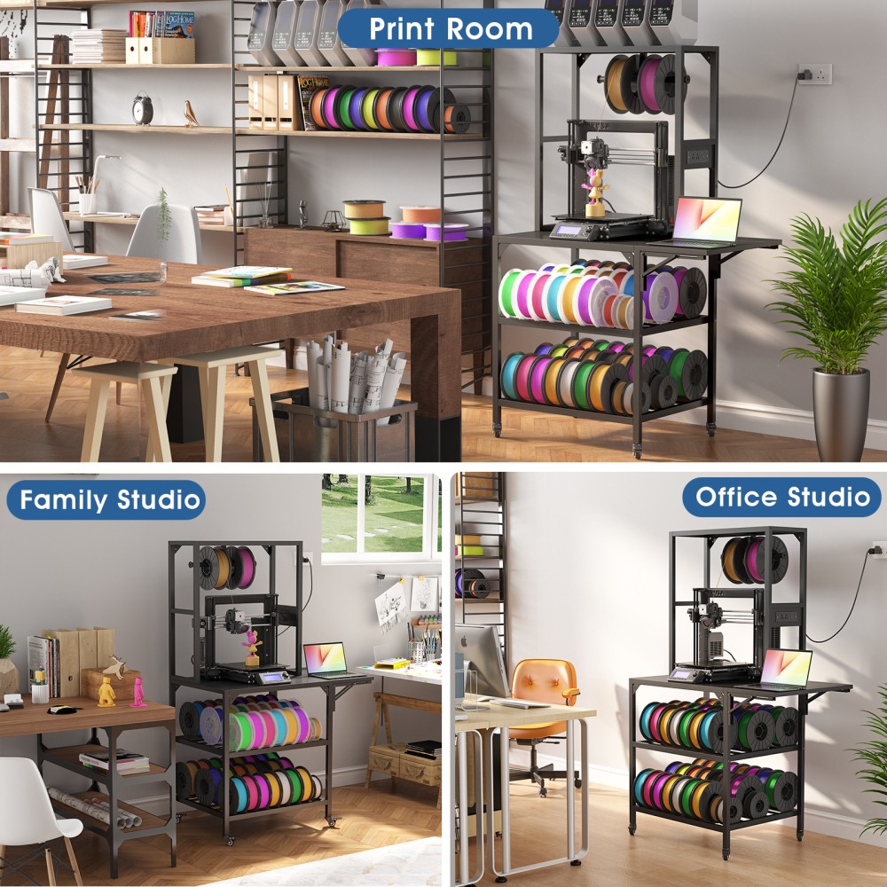 3D Printer Cabinet with Double Layer 3D Printer Filament Storage Rack