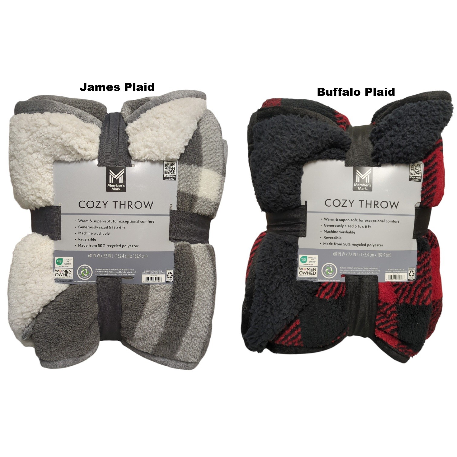 Member's Mark Warm & Soft Reversible Cozy Polyester Throw, 60"x72"
