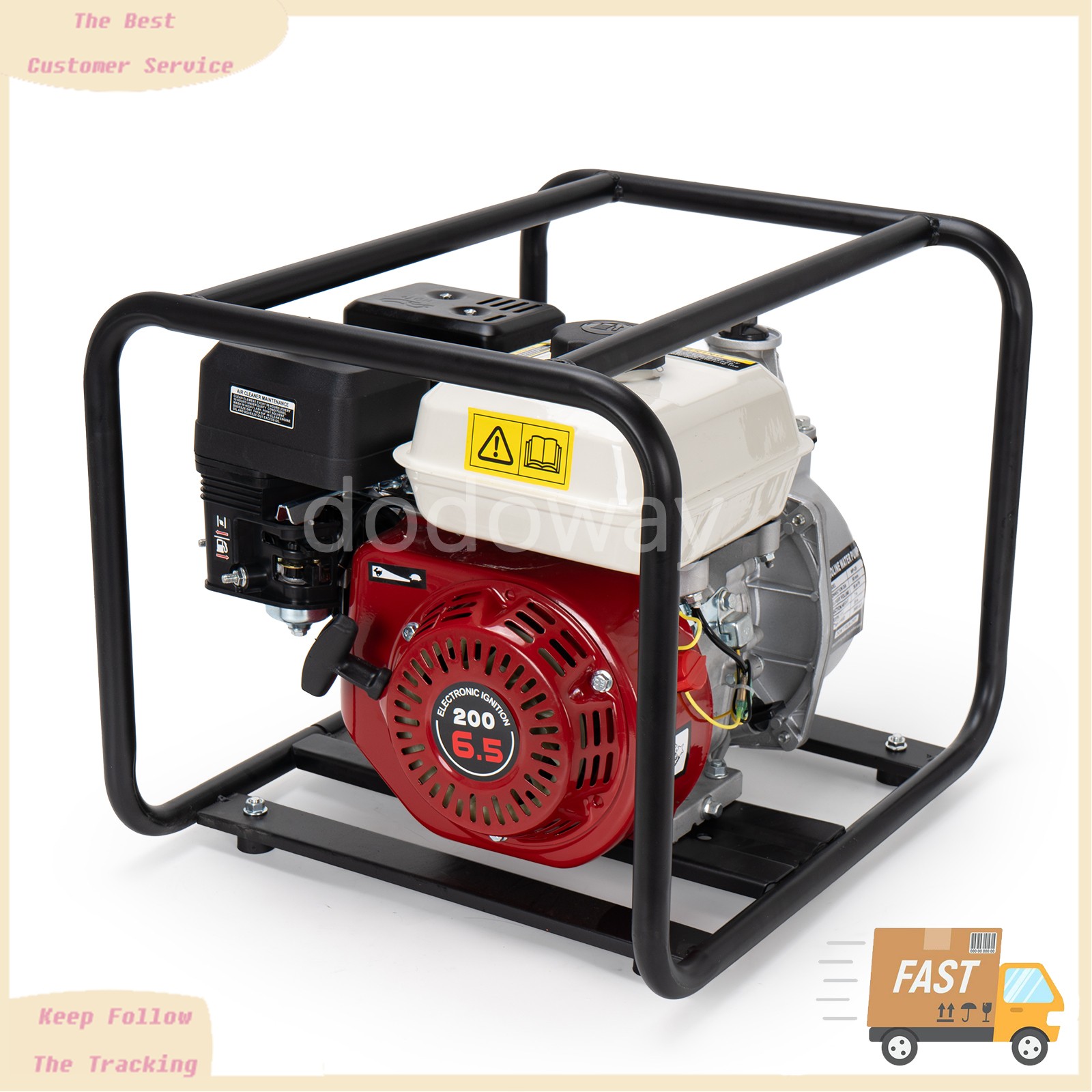 2 Inch Gas Powered Water Pump 6.5HP 4-Stroke Cast Iron Semi Trash Drainage Tool