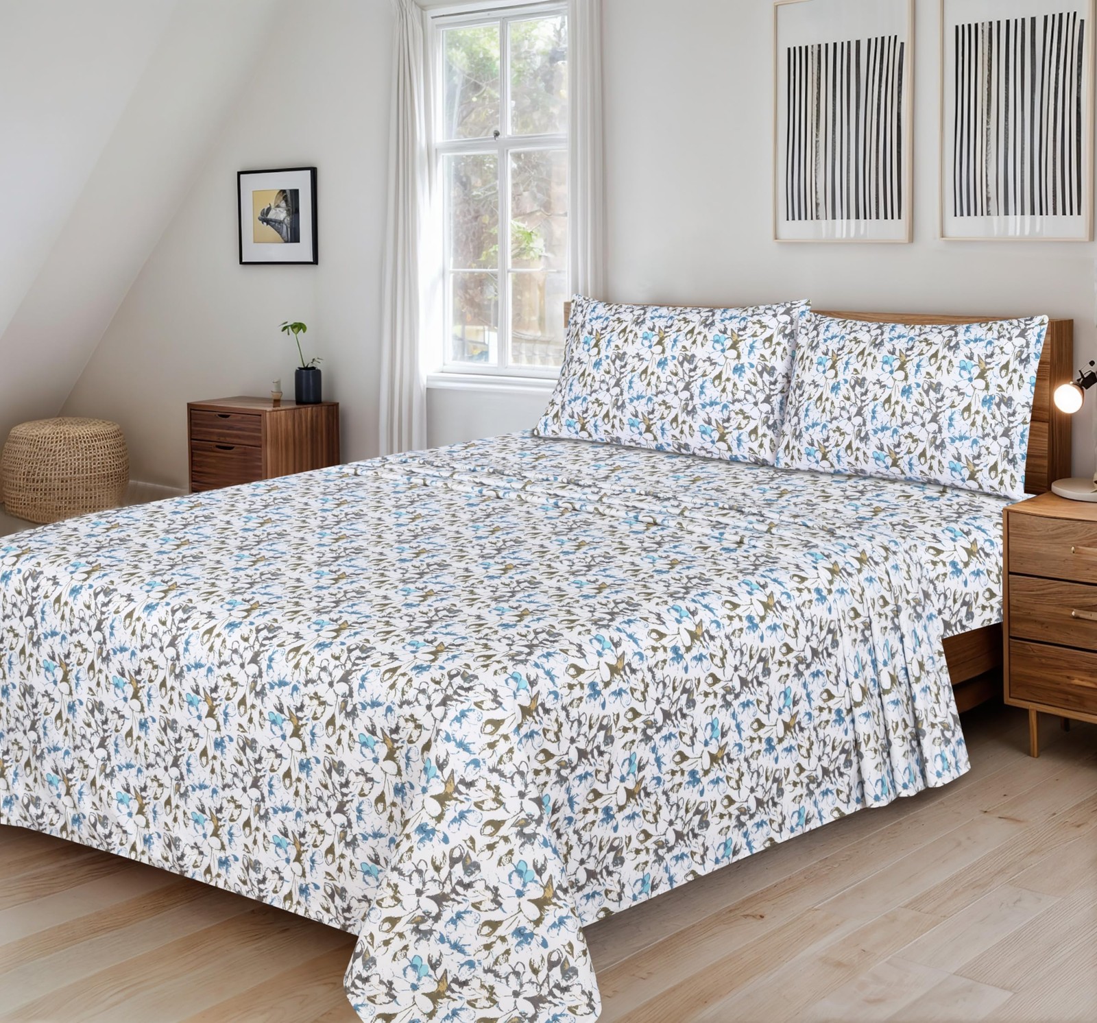 Floral Sheets Full Size Bed - Flower Bed Sheets Fitted Up to 15” Deep Pocket ...