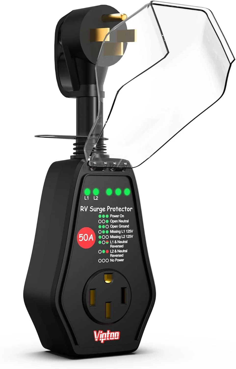 VIPTOO 50A RV Surge Protector with Replaceable Module, 12000J Circuit Analyzer f