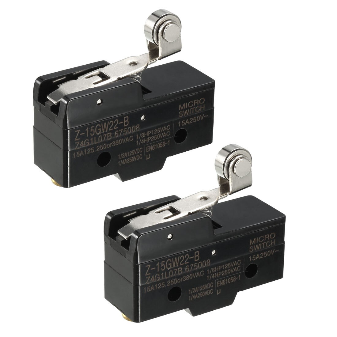 2pcs Z-15GW22-B 1NO + 1NC Hinge Roller Lever Micro Action Switches