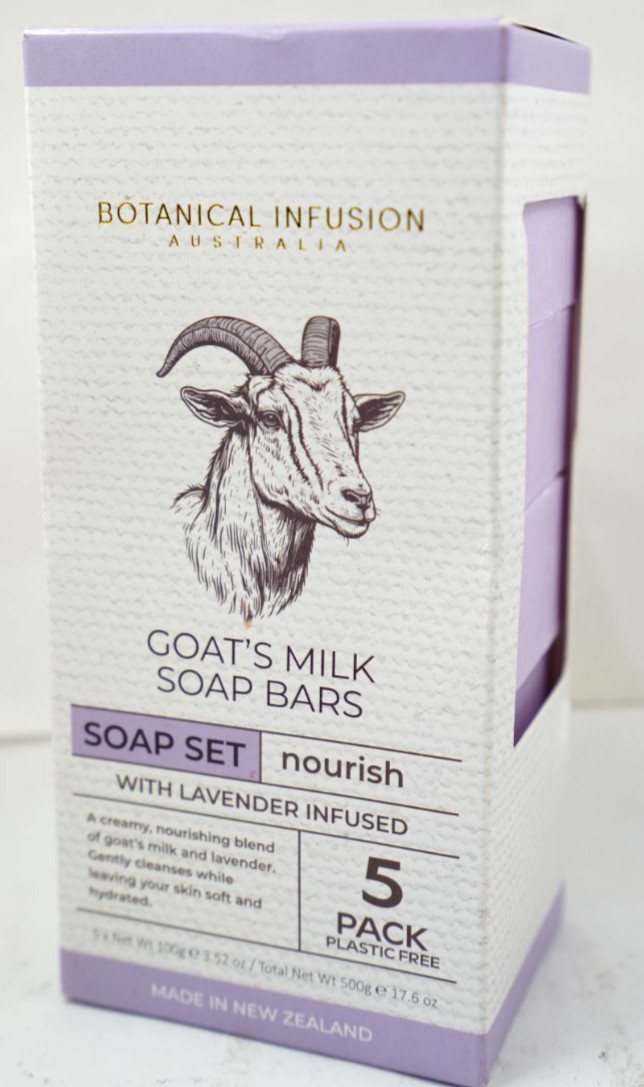 Goats Milk Soap Bars , Nourish With Lavender Infused,5 Bars. Total Net 500g NIB