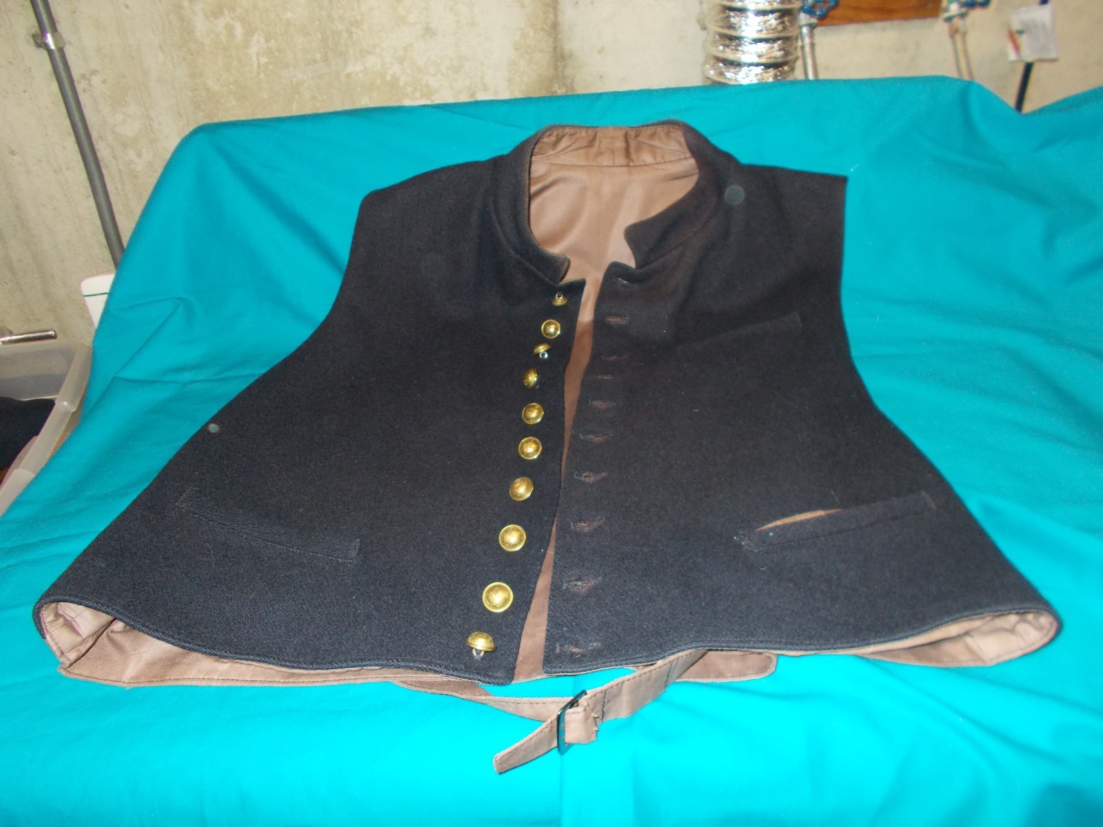 CIVIL WAR ERA BLUE WOOL VEST,  WITH ALL THE BUTTONS