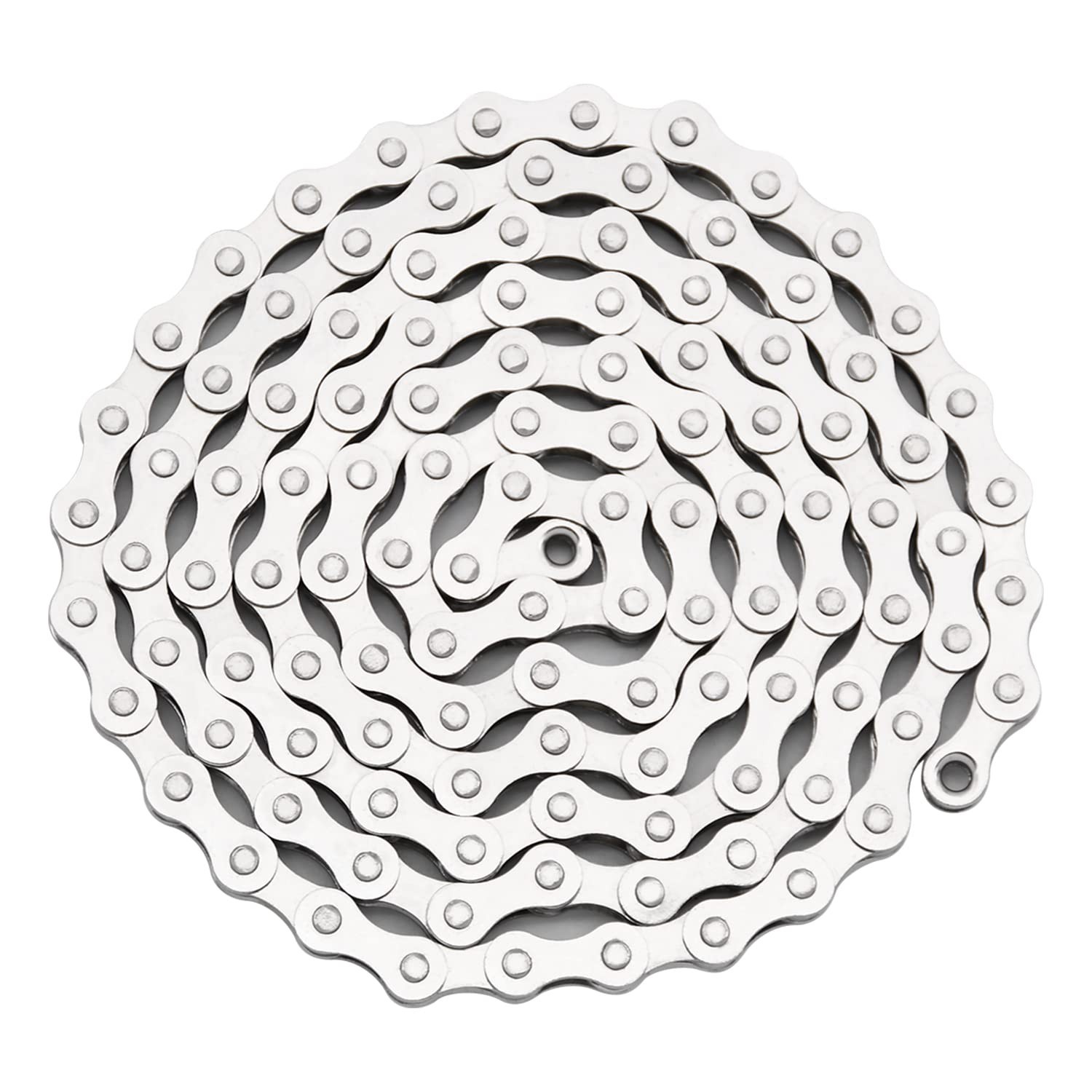 Easy Install Single Speed Bike Chain - Rust-Resistant 114 Links - Silver Finish