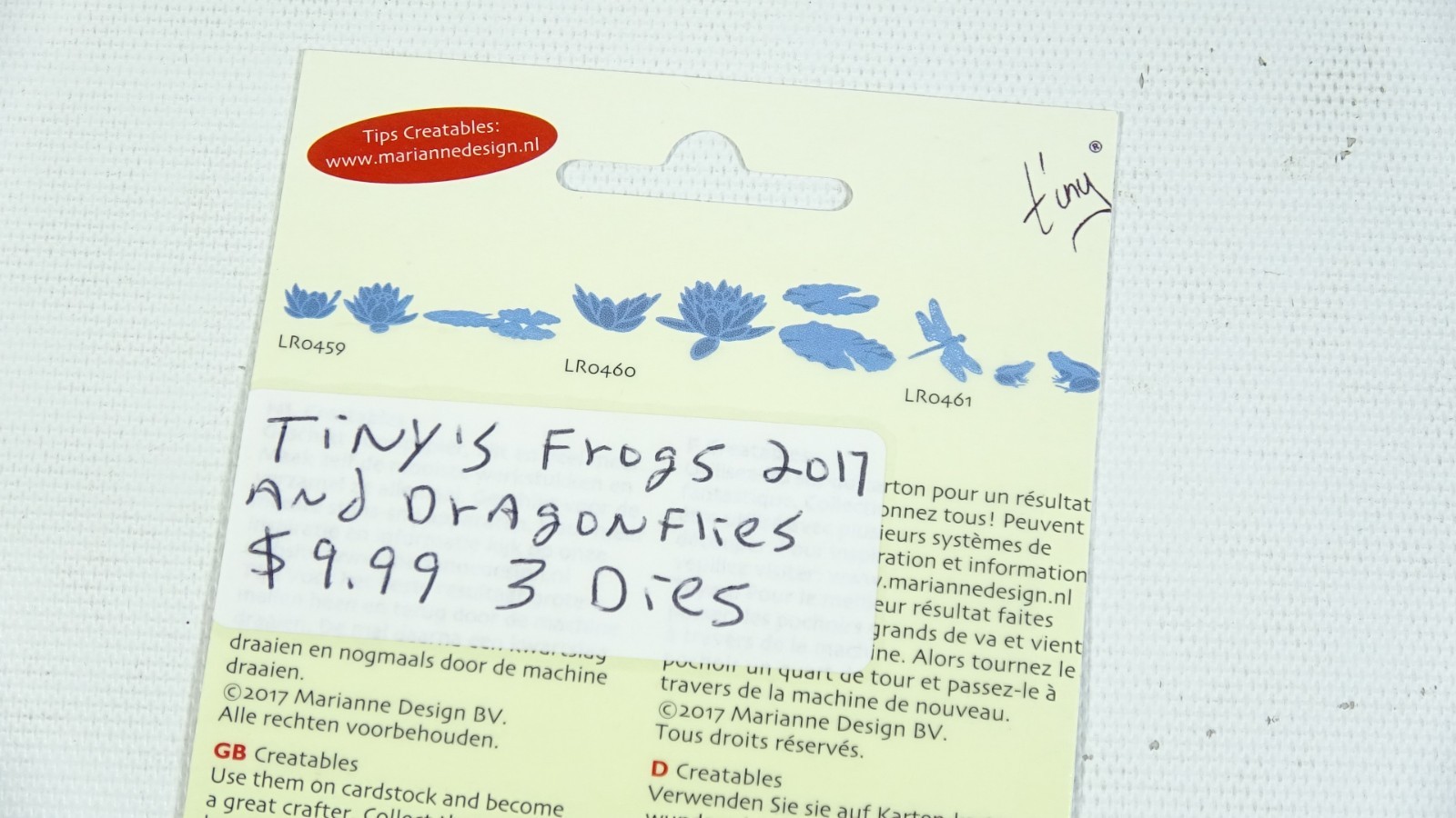 2017 Marianne Design B.V. Tiny Creatables Dies Tiny's Frog's & Dragonfly LR0461