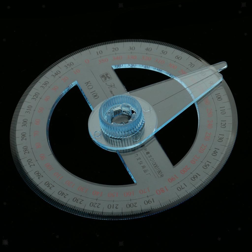 360 Degree Angle Measure 100mm Diameter Protractor Swing Arm