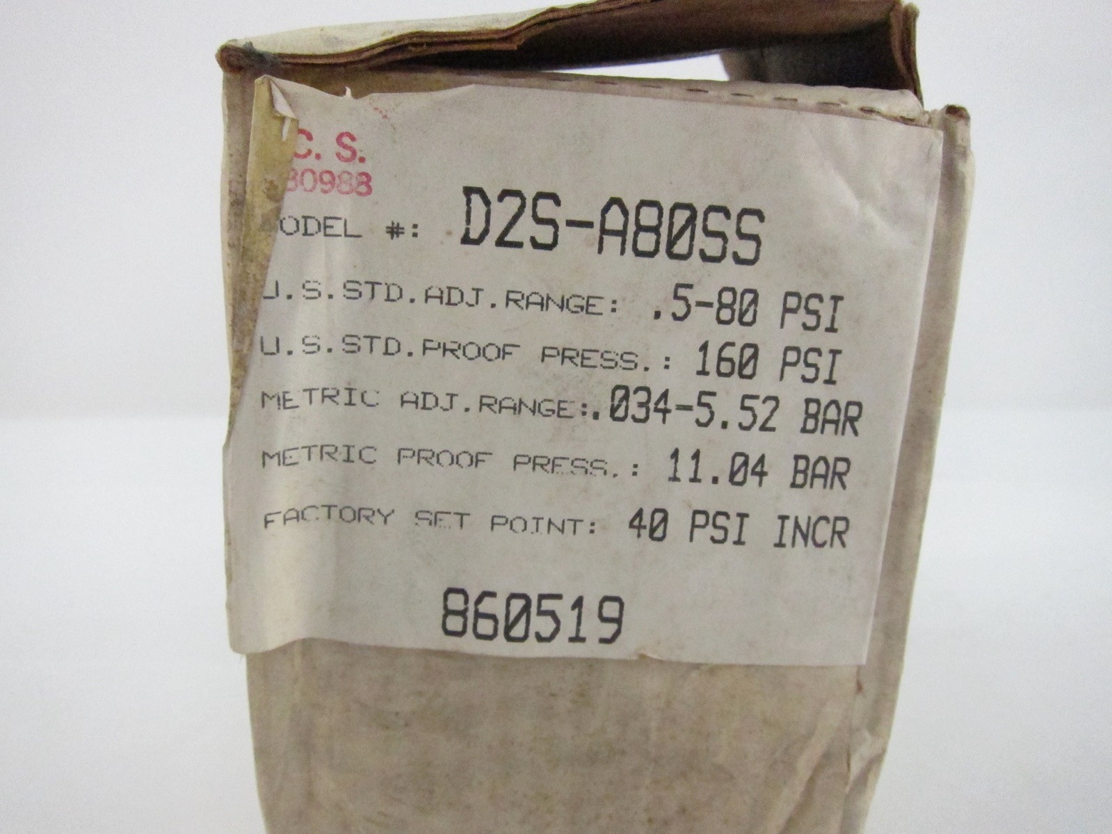 NEW Barksdale D2S-A80SS Pressure Switch