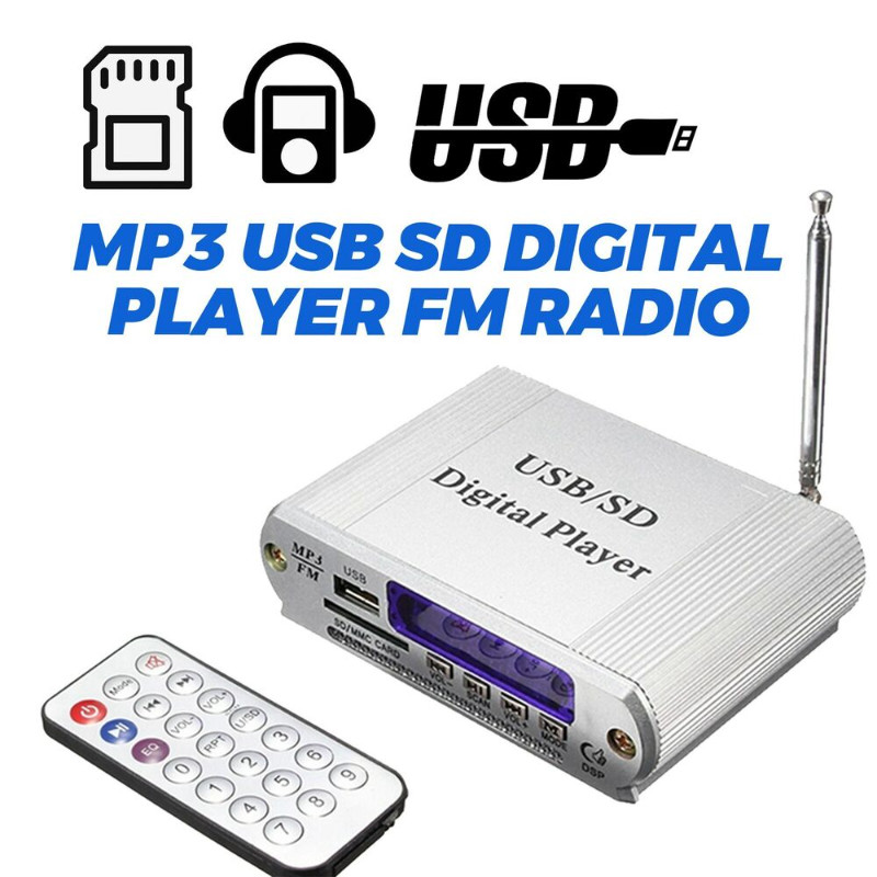 USB SD Card MP3 Digital Player FM Radio Remote Control LED Display Headphone NEW