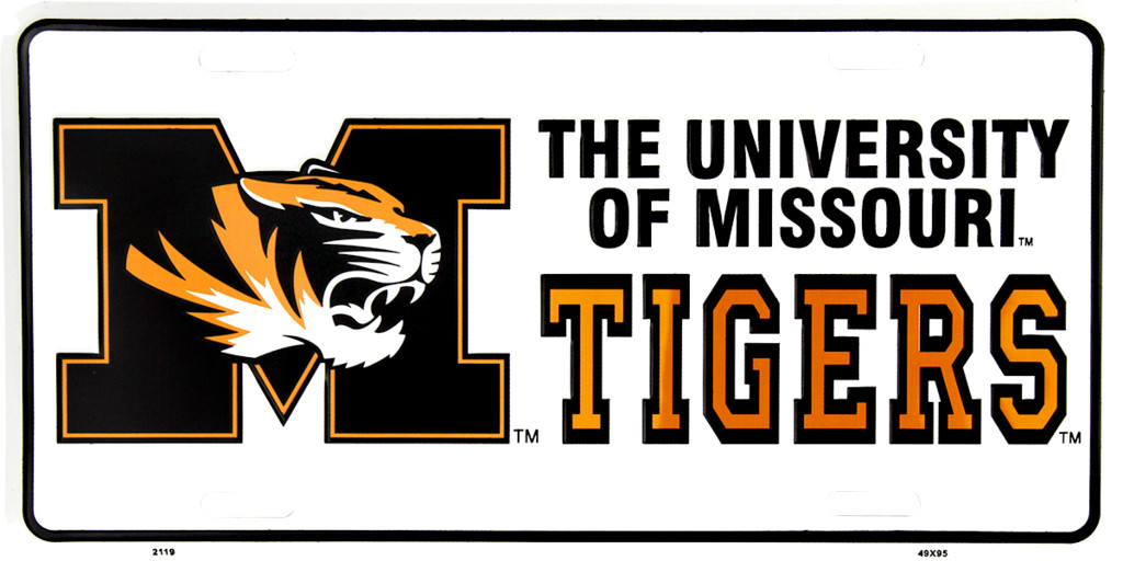 Univerisity of Missouri Tigers Football 6"x12" Aluminum License Plate Tag