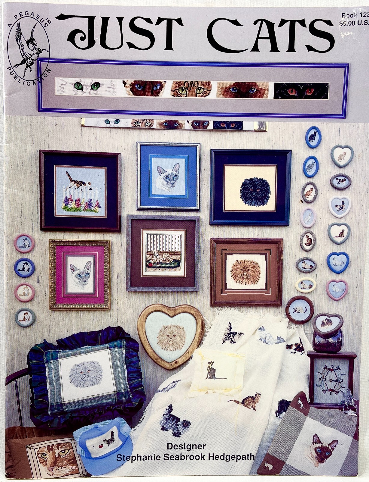1985 Pegasus Originals Just Cats 123 Cross Stitch Pattern Book 31 Designs 13858