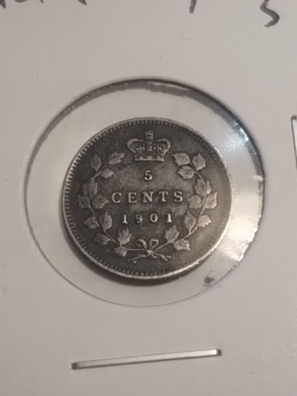 1901 Canada 5 Cents Silver Foreign Coin