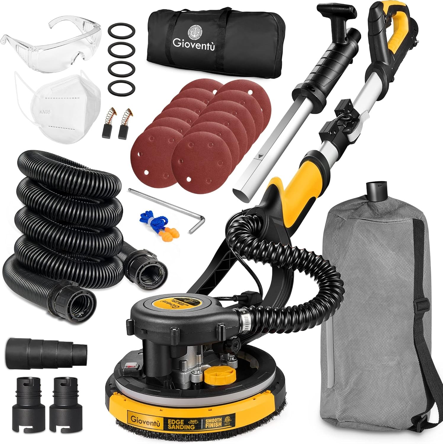 Drywall Sander with Vacuum Electric Popcorn Ceiling 900-1800RPM Variable Speed