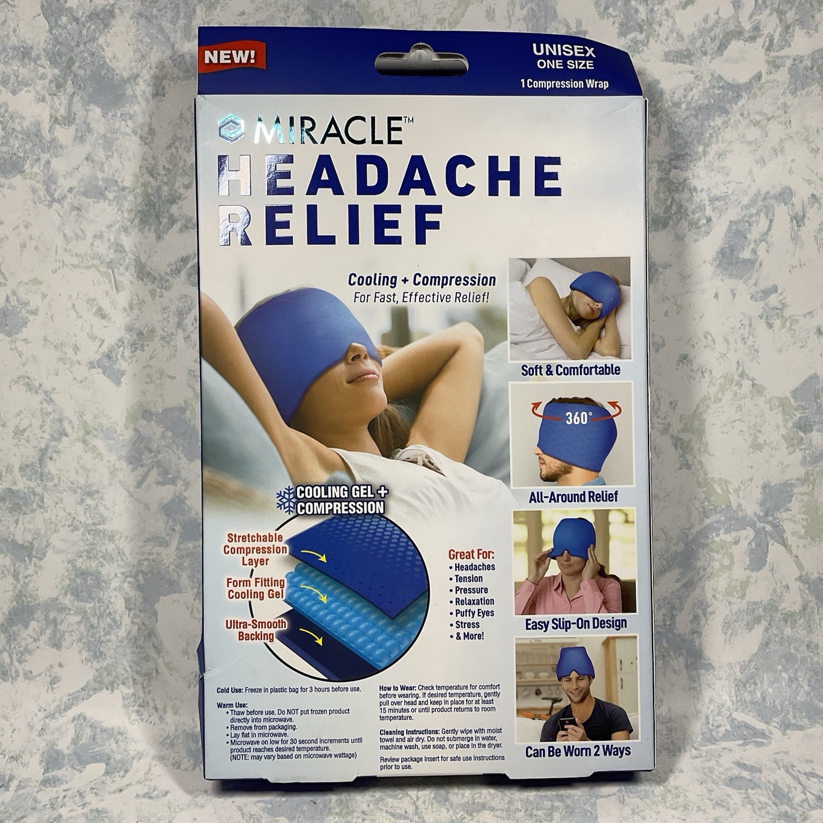 Miracle Headache Relief Cooling + Compression Gel Wrap - New