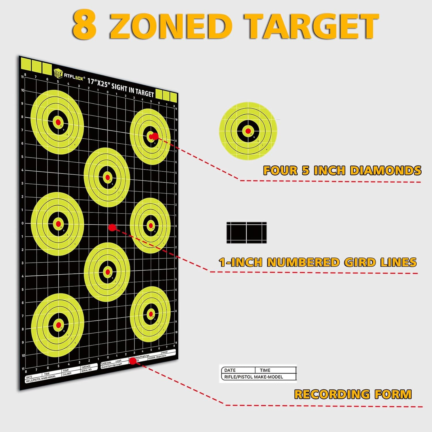 Sight in Shooting Range Paper Target High Visibility Bullseye Targets Suitable f