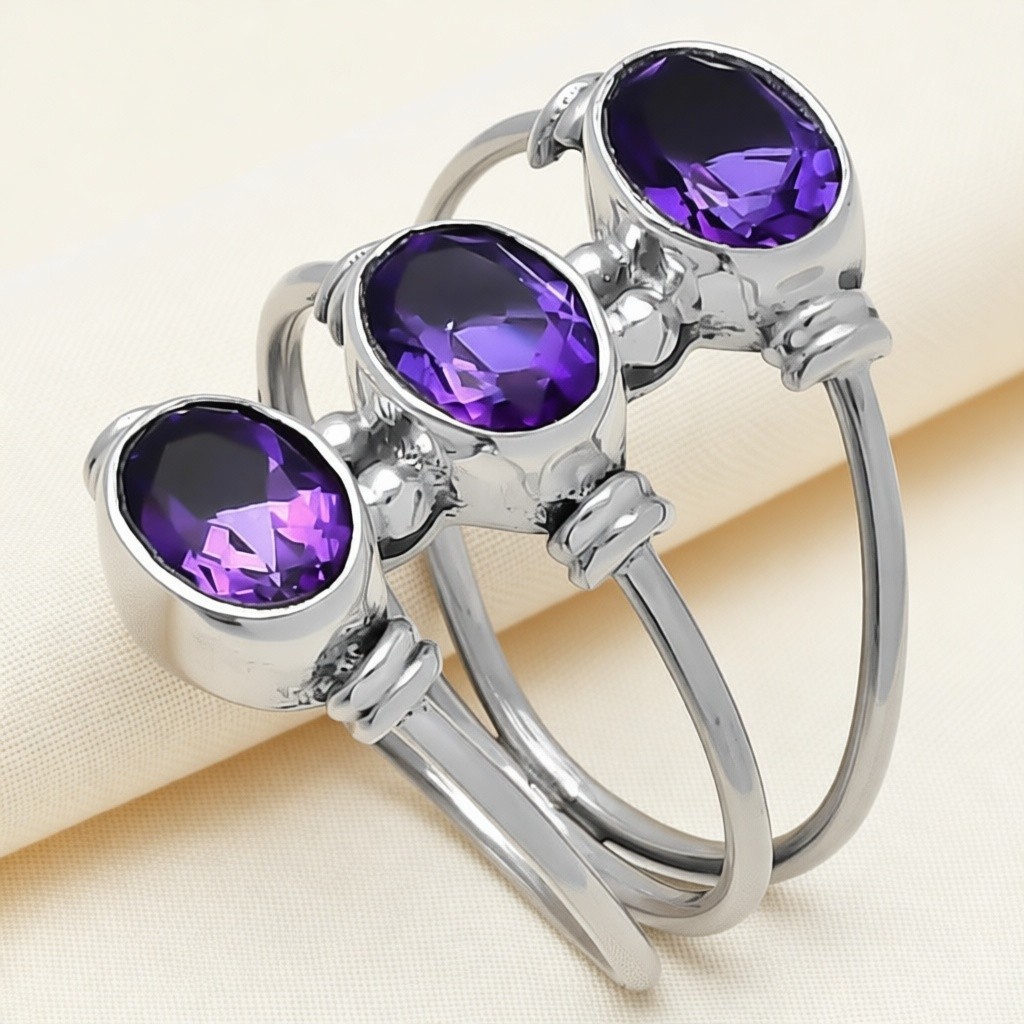 African Amethyst Gemstone Handmade 925 Sterling Silver Jewelry Ring All Size
