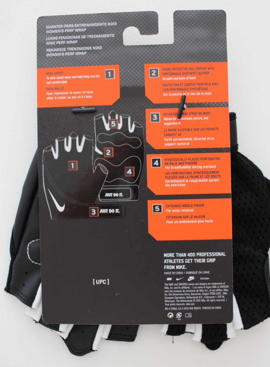 Nike Women's Perf Wrap Training Gloves Medium Black/White