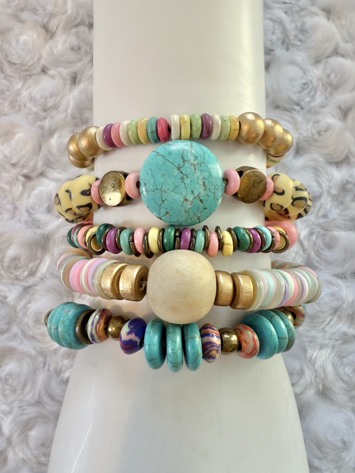 Colorful Handmade Headed Bracelet Set Of 5
