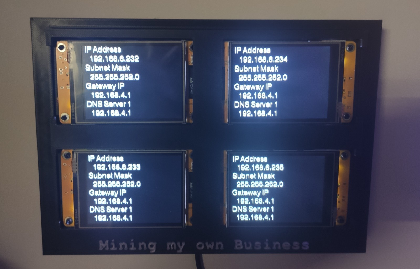 Bitsy - Nerd Miner Crypto Mining Rig - 4 x 740 kh/s Wall Mountable - Mining Rig