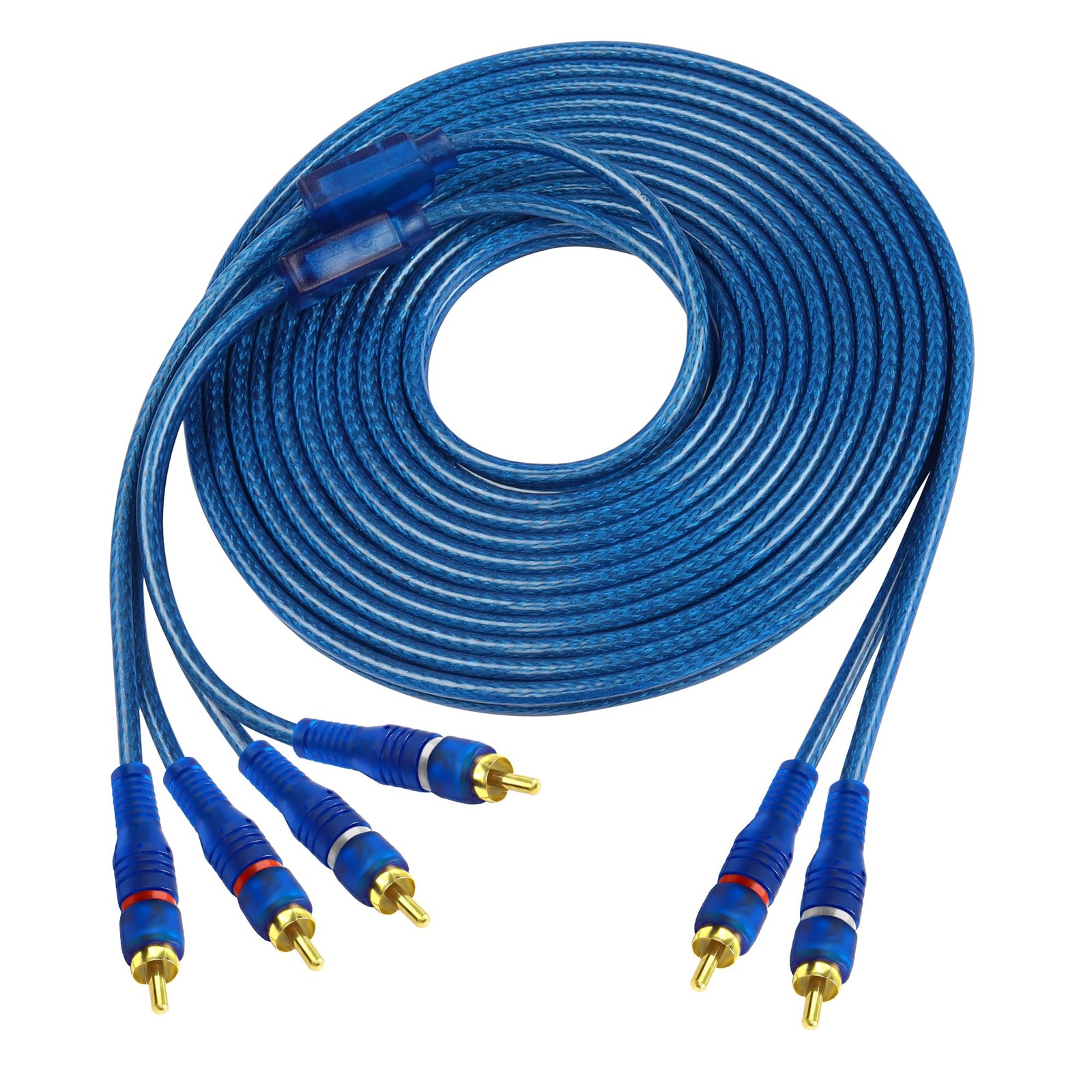MEIRIYFA RCA Car Audio Cable Y Splitter Adapter Cord 2 Channel 5 meters, Blue