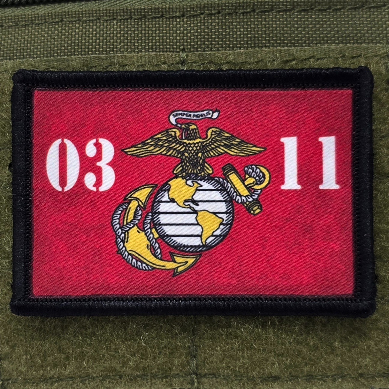 0311 Marines Patch Moral Tactical Military Semper Fi USA Flag Hook & Loop 3x2