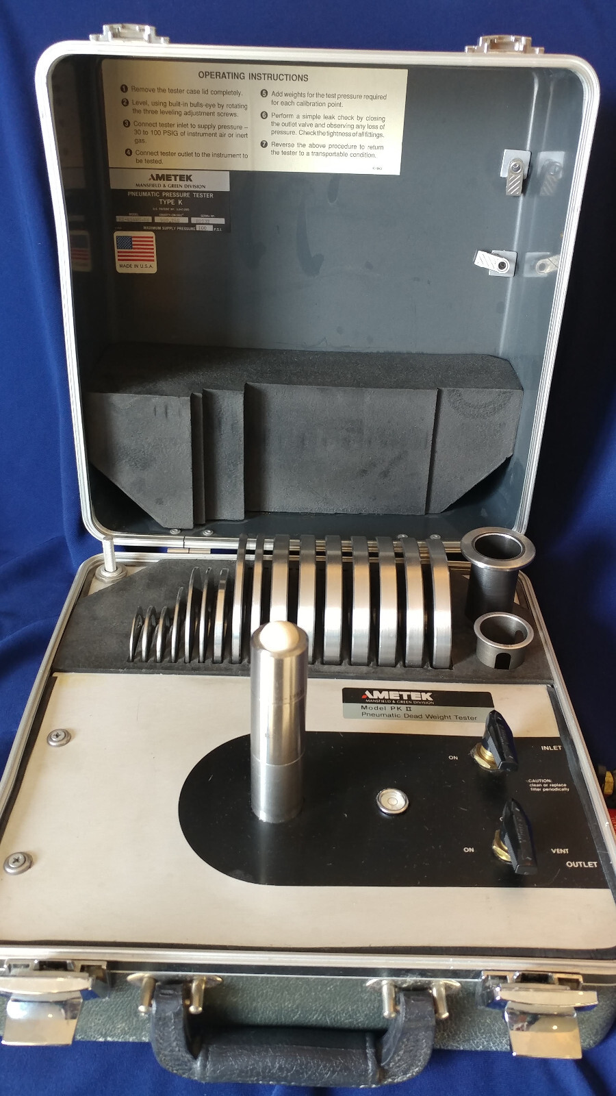 Ametek PK-II PK2-854WC-SS Pneumatic Deadweight Tester Pressure Calibrator