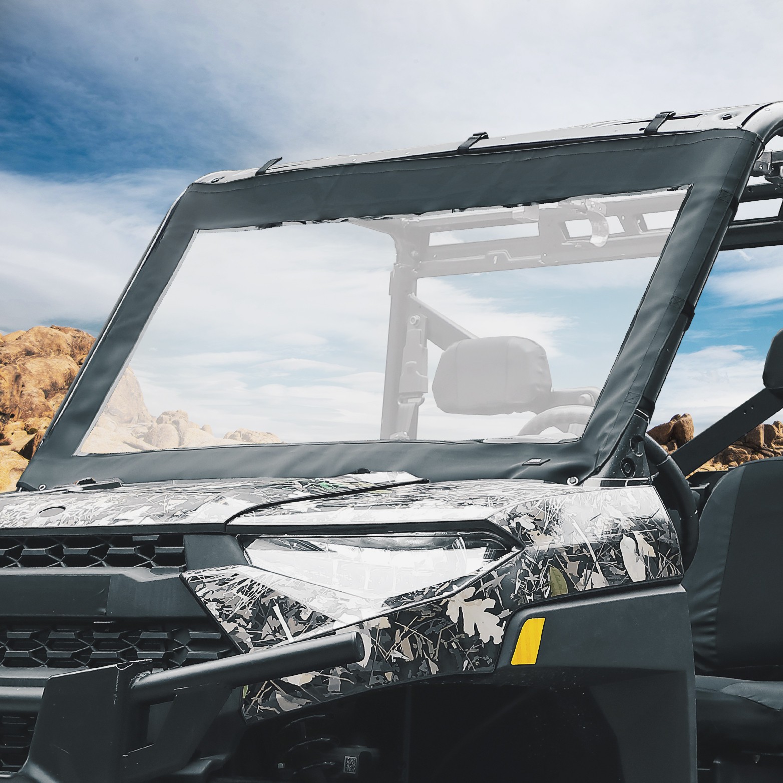 KEMIMOTO Soft Front Windshield PVC for Polaris Ranger 1000/XP 1000/Crew XP 1000