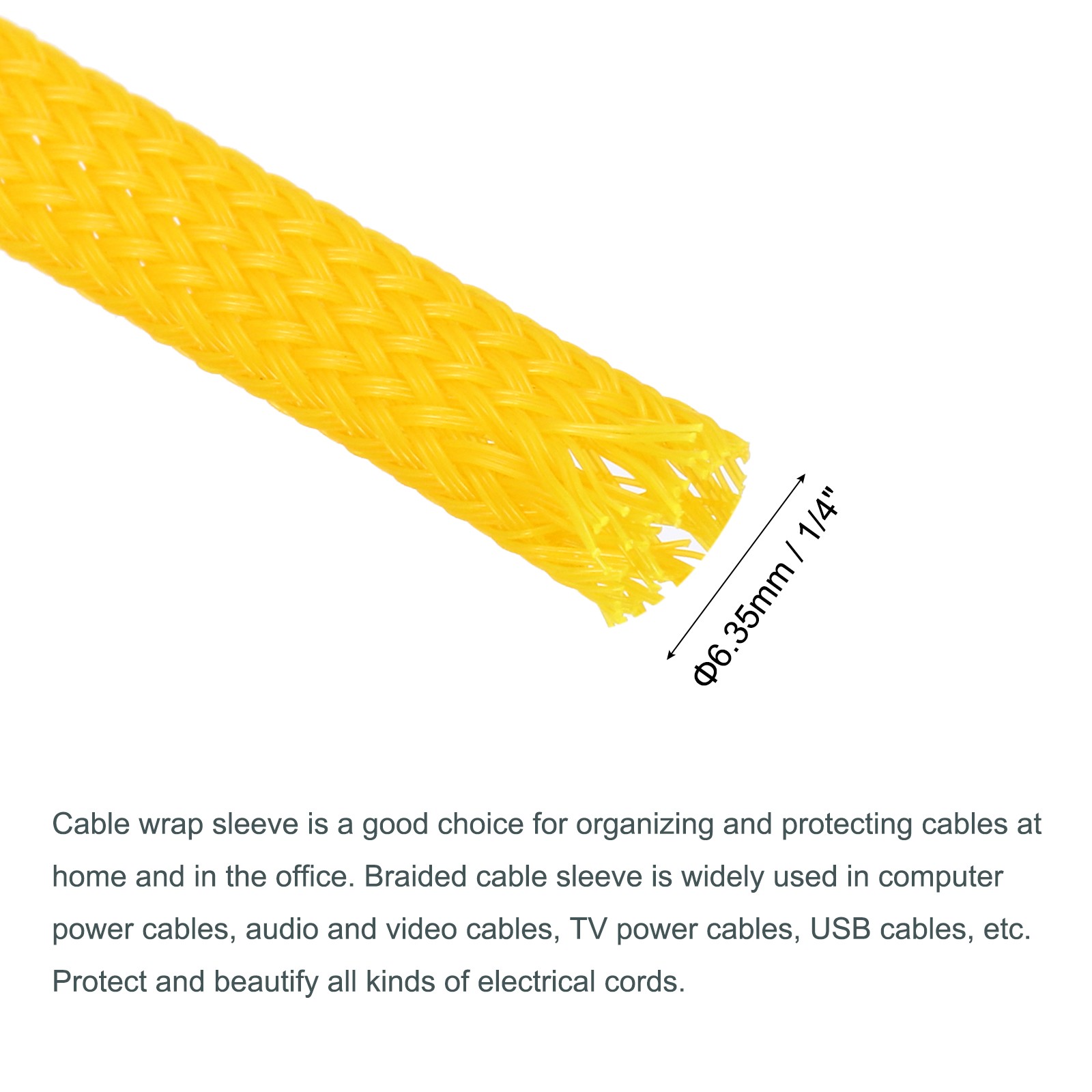Expandable Sleeving 1/4-inch 100ft Cable Sleeve Yellow