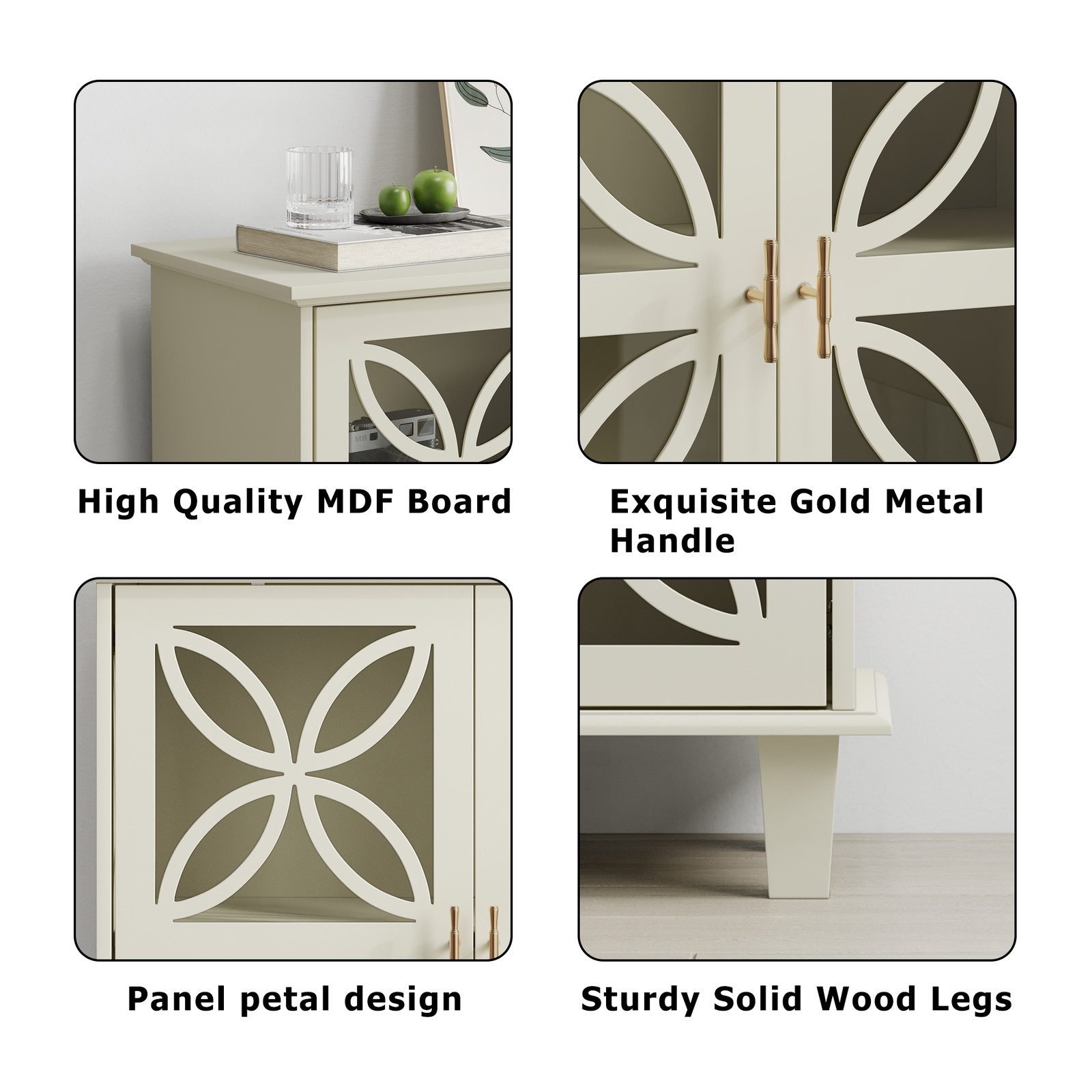 Sideboard Buffet Storage Cabinet , Freestanding Bathroom Cabinet With Tempered