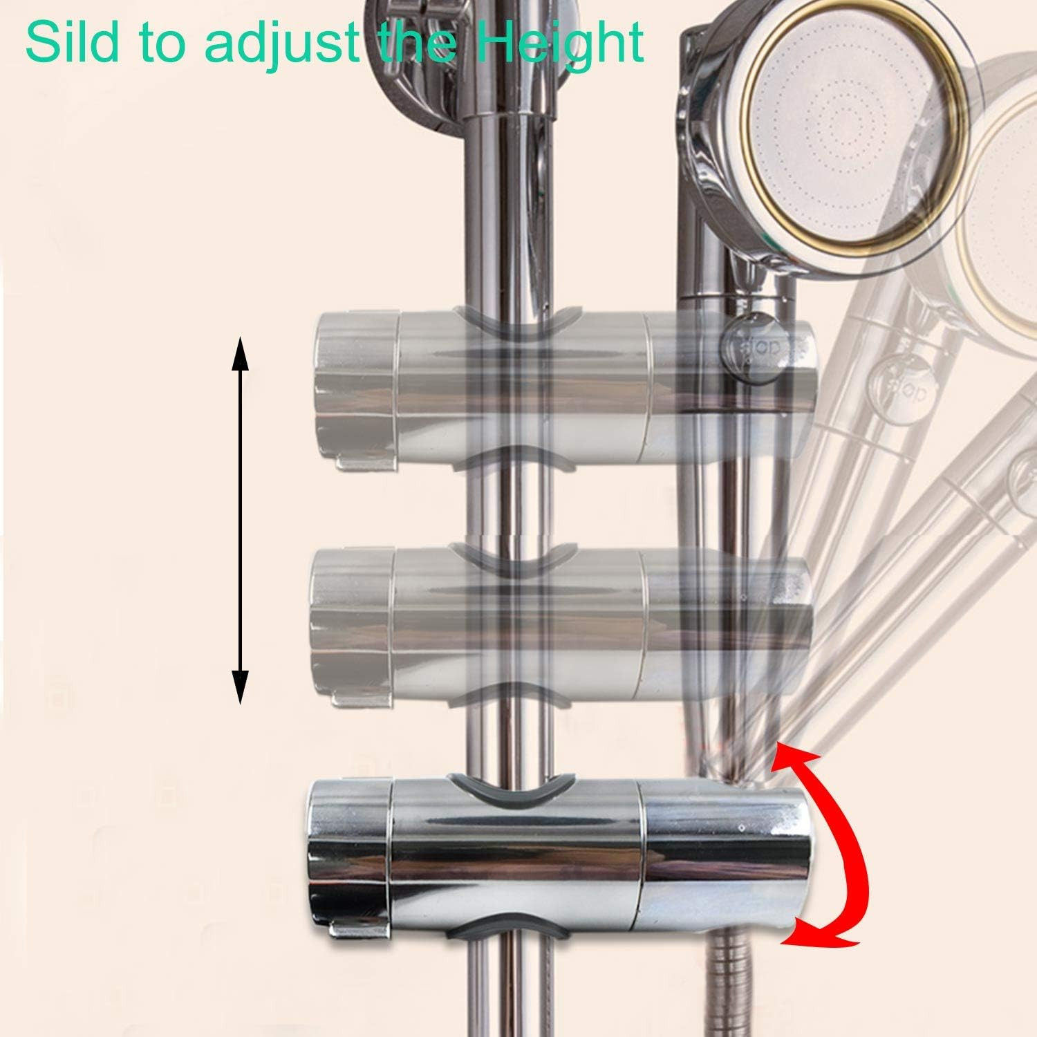 Universal Adjustable Shower Head Holder Slide Bar Bracket Replacement for Slide