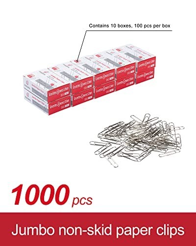 Jumbo Non-Skid Paper Clips 2" Silver Bulk Pack 1000 Count