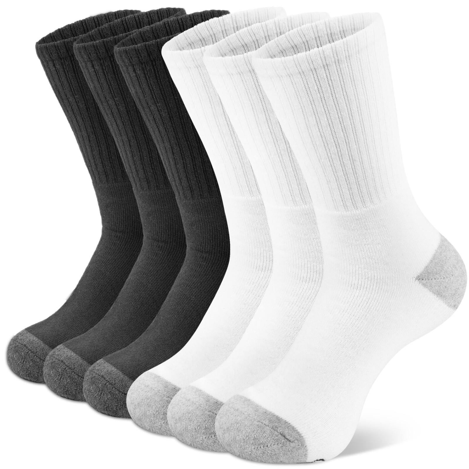 6 Pairs Men's Women's Athletic Cotton Casual Crew Solid Sport Socks White M-L