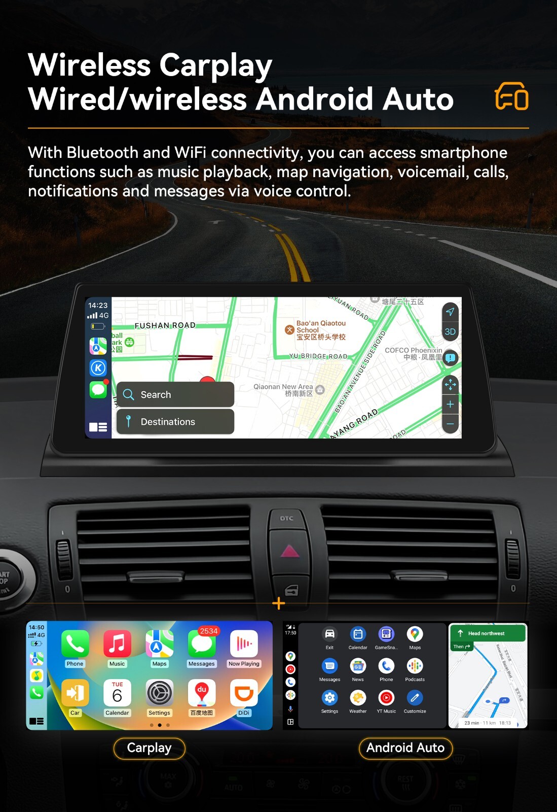 For BMW 1er E87 E88 E81 E82 CIC Carplay Sterep Navi GPS Android 13 MP3 2+32GB BT