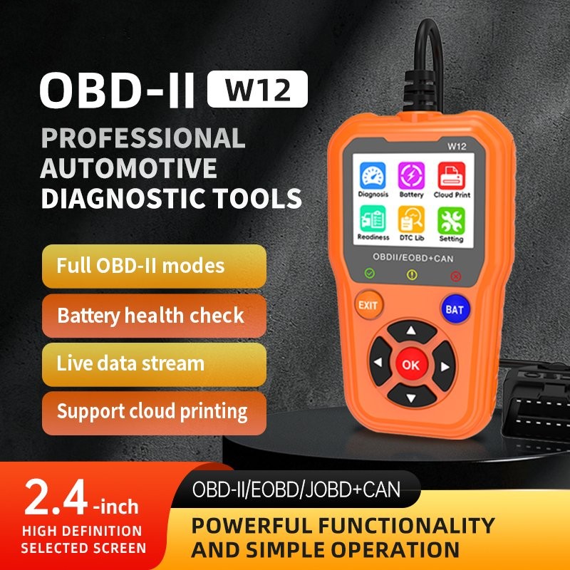 FISONA W12 OBD2 Code Reader Car Scanner Turn Engine Light Off Diagnostic Tool