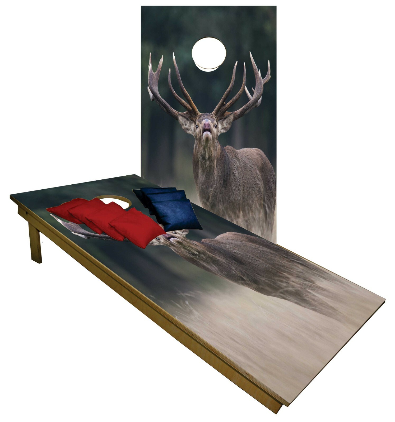 CORNHOLE BEANBAG TOSS GAME Wild Brown Deer w Bags Game Boards Digital  Set