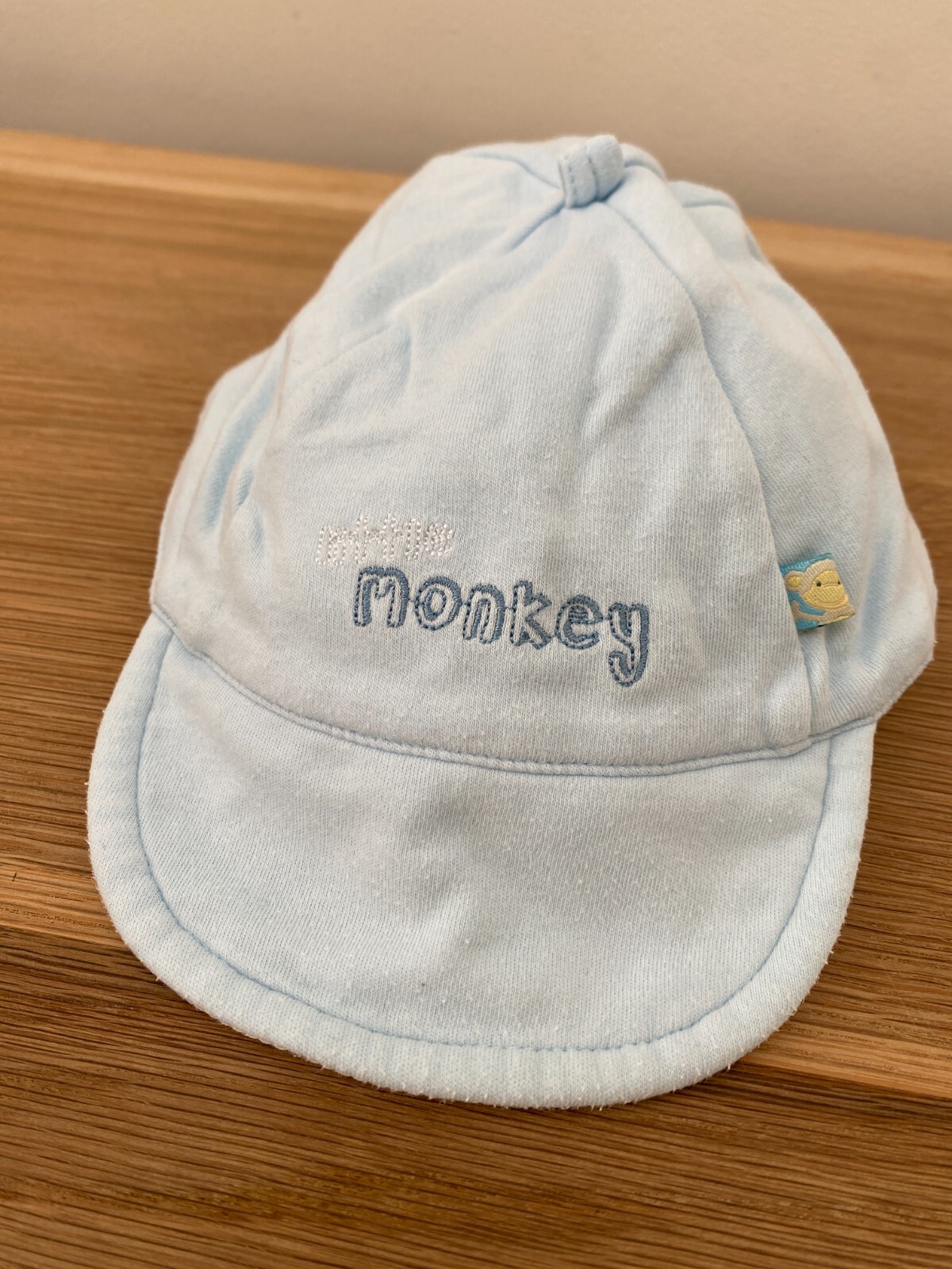 Mothercare Blue "Little Monkey" Baby Boys Cap Hat, 20lbs 9kg, 6-9 Months