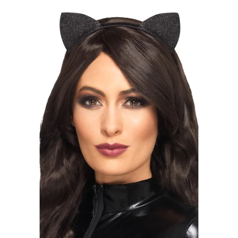 Glitter Vinyl Cat Ears Ladies Fancy Dress Accessory Ladies Cats Ears