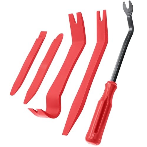 5 Pcs Car Trim Removal Tool Kit Upholstery Tools, Auto Clip Removal Pry red