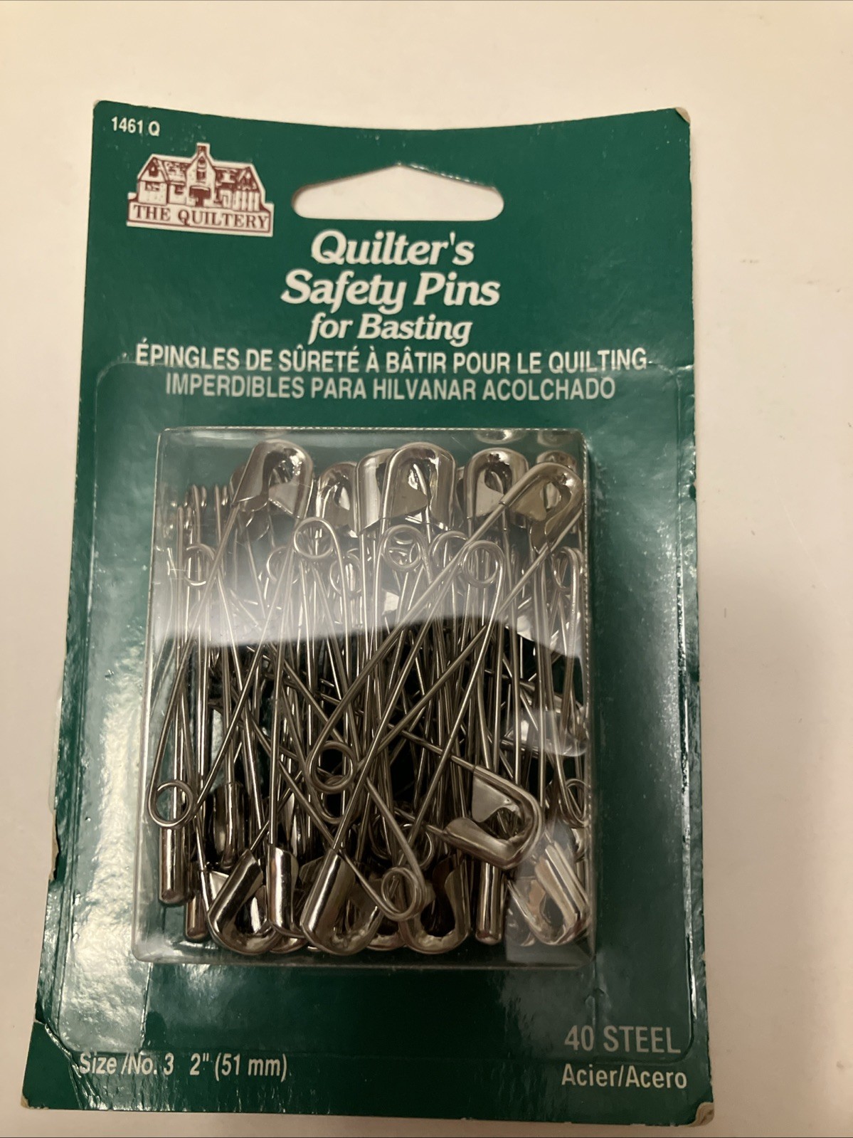 THE QUILTERY ~ QUILTER'S  40 STEEL 2" SAFETY PINS FOR BASTING 1461 Q