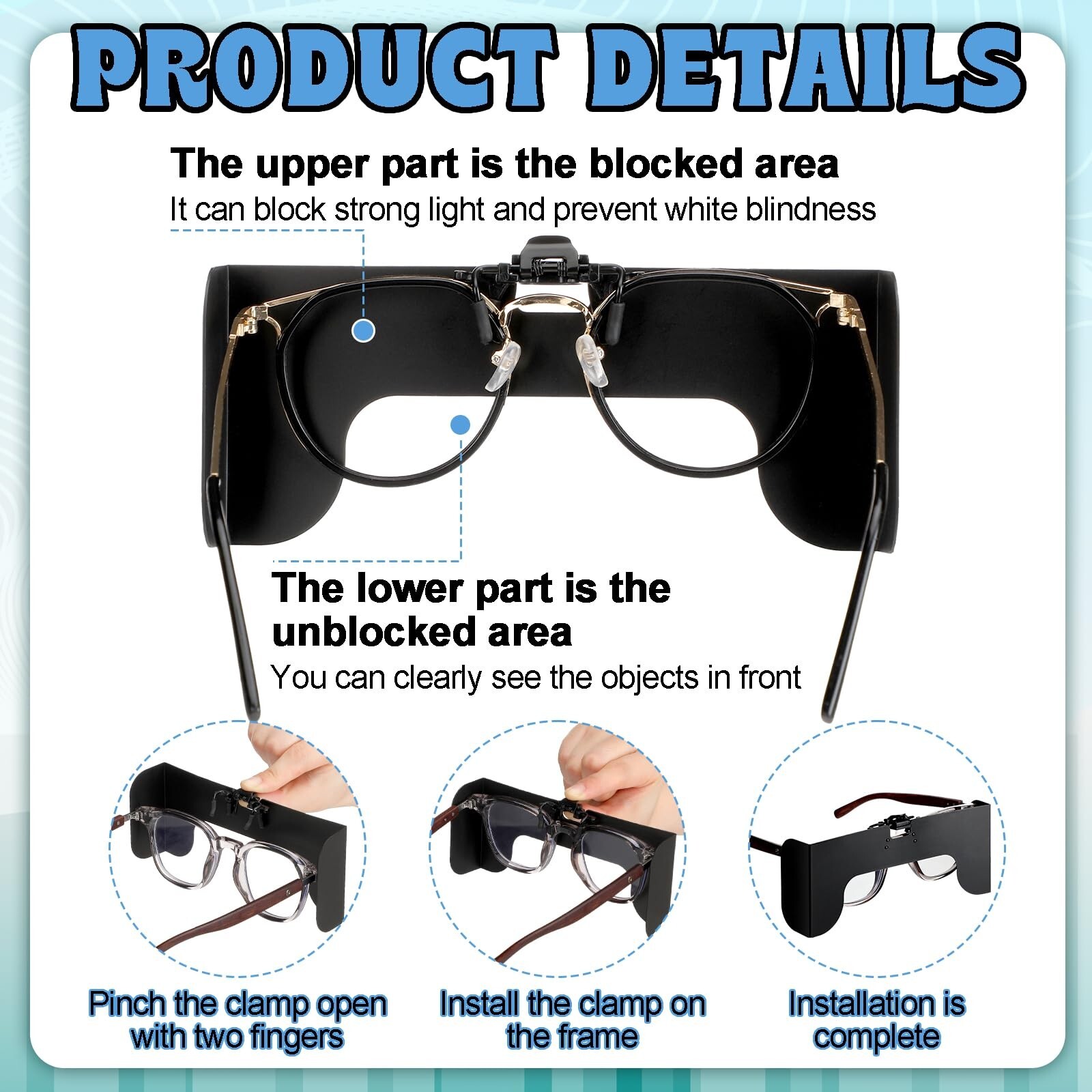 1 Pcs View Limiting Device Clip On Cloud-Overs Visors Attaches View Limiting ...