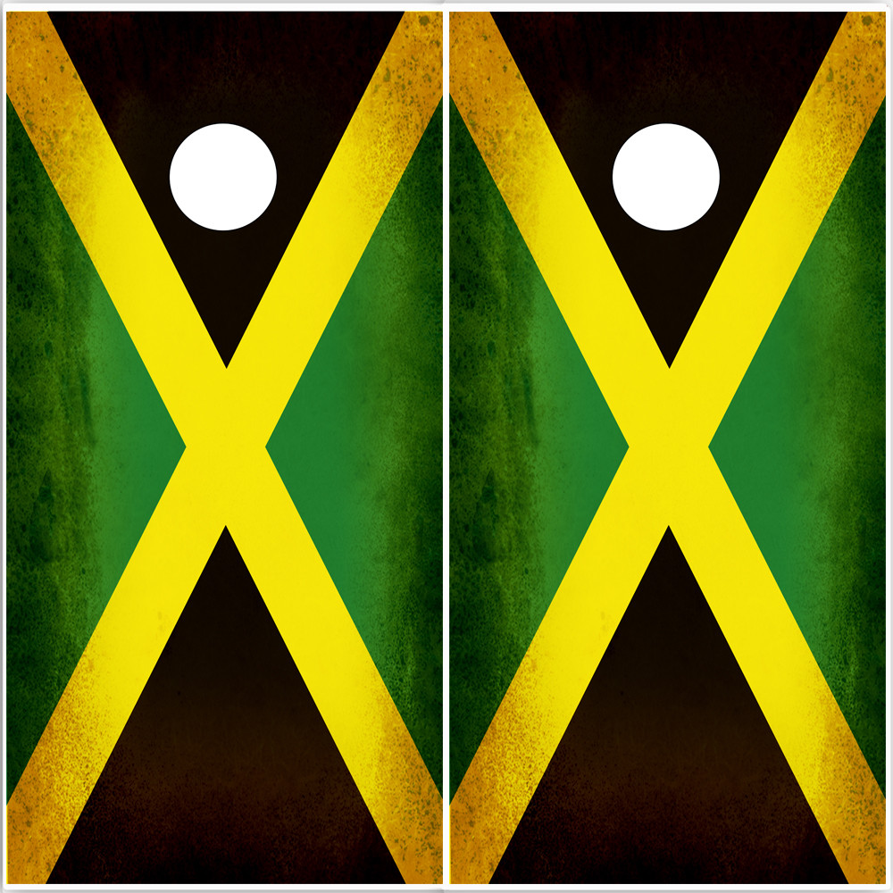 Cornhole Board JAMAICAN FLAGS Beanbag Toss JAMAICA Vinyl Decal Wraps 2 pack RSTC
