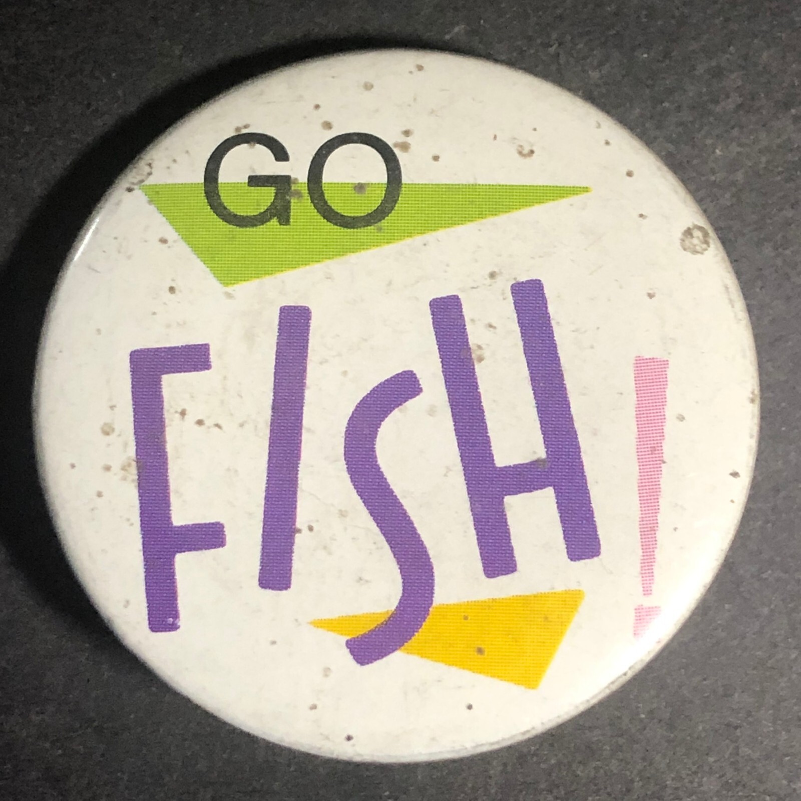 Go Fish! Vintage 1 1/4" Pinback Button c1980's-90's